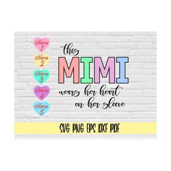 this mimi wears her heart on her sleeve svg png eps dxf pdf/mimi svg/mothers day svg/sweetheart names svg/valentines day