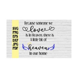 because someone we love is in heaven there is a little bit of heaven in our home svg/memorial svg/heaven svg/loss svg/wi