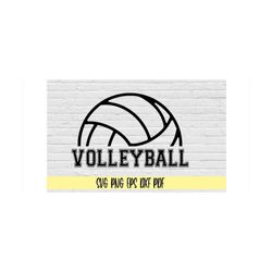 volleyball svg png eps dxf pdf/sports svg/volleyball clipart/volleyball svg/half volleyball outline with volleyball in v