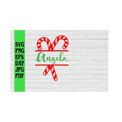 candy cane split name frame svg png eps dxf jpg pdf/candy cane svg/name candy cane svg/christmas svg/personalized candy