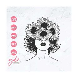 sunflower woman svg png | floral woman svg | woman with sunflowers svg | sunflower svg | florals svg | flowers svg | wom