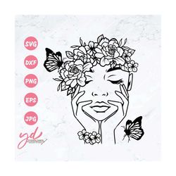 floral woman svg | flowers svg | woman with flower svg | floral svg | floral woman svg | floral woman face | woman face