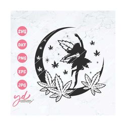 weed fairy 2 svg png | weed svg | cannabis fairy on the moon svg | smoking marijuana joint svg | moon fairy svg | weed m