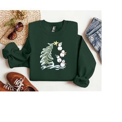 Cute Christmas Sweatshirt,Winter Sweater,Snowman Christmas Sweatshirt,Family Christmas Vibe Tee,Snowman Tree Christmas S