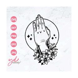 praying hands svg | prayer svg | floral praying hands svg | praying hands with flowers | printable | cut files | vector
