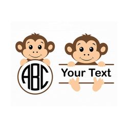 baby monkey split monogram svg monkey svg animal svg baby shower kids shirt svg baby monkey split monogram frame cute ba