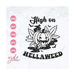 high on hellaweed svg png | halloween pumpkin svg | smoking weed pumpkin svg | weed marijuana cannabis svg | funny hallo