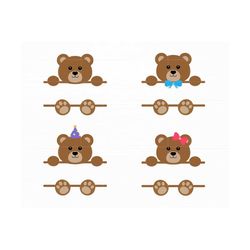 bear split monogram svg teddy bear svg cute bear svg bear face png bear birthday svg personalized teddy bear cut file si