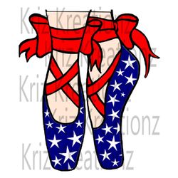 patriotic ballerina toe shoes svg cut file