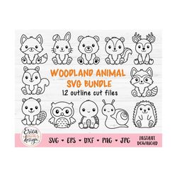 woodland animals outline svg cut file cricut silhouette forest fox bunny bear skunk deer squirrel raccoon beaver owl tur