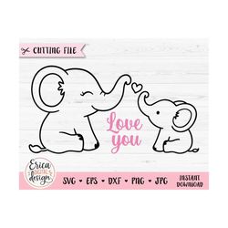 mom baby elephant svg sweet mama elephant outline cut file mother day family baby shower cute animal silhouette cricut v