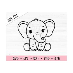 baby elephant svg cute elephant girl cut file elephant outline baby shower girl shirt bodysuit kawaii animal silhouette