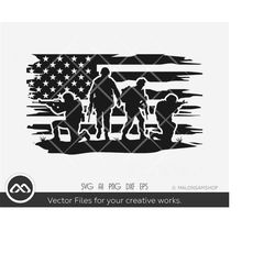 Us military SVG Silhouette - Soldier svg, military png, Military army with Us flag, patriotism svg, cutfile