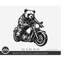 bear riding svg bear on motorcycle - bear svg, bear png, cut file, clipart, digital art, dxf eps