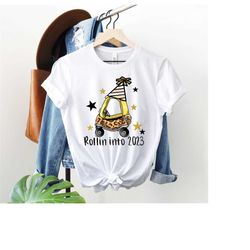 rolling into 2023 kids shirt, new year toddler shirt, new year party tee, new year baby gift idea, hello 2023 tee, comfy