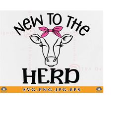 new to the herd svg, farm baby svg, baby cow girl svg, newborn farmer gift, cow kids shirt svg, onesie sayings,cut files