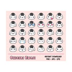 onigiri emoji kawaii clipart set cute emoji smiley face clip art emoticon cliparts printable planner stickers fun emotio