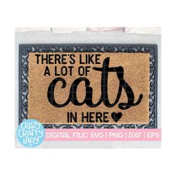 there's like a lot of cats in here svg, funny cut file, doormat design, home decor saying, wood sign quote, dxf eps png,