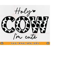 holy cow i'm cute svg, country western baby gift svg, cute baby onesie shirt svg, funny cow baby, new born gift, files f