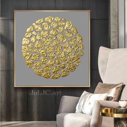 gold and gray abstract wall art textured artwork original painting with golden metallic texture | modern wall decor