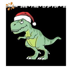 christmas trex wearing santa claus hat holiday svg, christmas svg, christmas dinosaur, santa hat svg, christmas gift svg