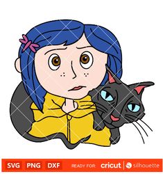 coraline and cat svg coraline button eyes svg halloween svg horror movie svg cricut silhouette vector cut file