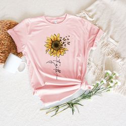 christian shirts, religious gifts, faith crewneck sweatshirt, christian gifts, sunflower graphic tees, shirts for women,