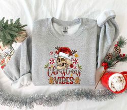 christmas skeleton sweatshirt, christmas skeleton santa sweatshirt, christmas vibes sweatshirt, christmas sweatshirt gif