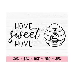 Home Sweet Home SVG cut file Home sign Family cutting file Home decor Sweet Bee Beehive Silhouette Cricut Vinyl Decal St