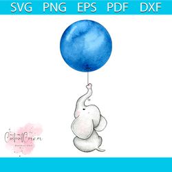 cute baby elephant with navy blue balloon svg, trending svg, animal svg, elephant svg, balloon svg, blue balloon svg, cu