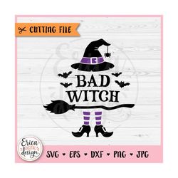 bad witch layered svg cut file for cricut silhouette halloween witch hat witch broom bats spooky halloween clipart png f