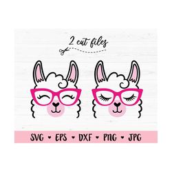 llama face svg llama eyelashes llama glasses cut file funny alpaca head cute animal baby girl nerd shirt teacher cricut