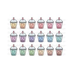 bubble tea clipart set cute boba tea clip art digital cliparts printable planner stickers funny illustration vector grap