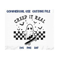 creep it real png, vintage ghost halloween, ghost skateboarding, halloween skateboard png, halloween shirt png, hallowee