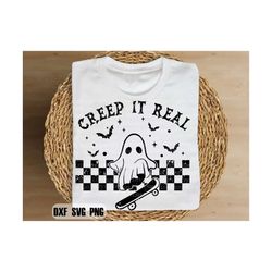 creep it real png, vintage ghost halloween, ghost skateboarding, halloween skateboard png, halloween shirt png, hallowee