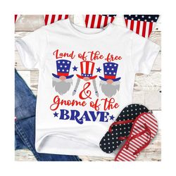 land of the free svg cutting files, 4th of july svg,gnome of the brave svg,usa svg,t-shirt designs, cricut files, silhou