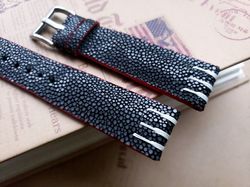 black stingray leather handmade watch straps - exotic, durable, and eye-catching