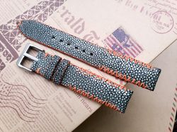green stingray leather handmade watch straps - exotic, durable, and eye-catching