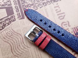 blue stingray leather handmade watch straps - exotic, durable, and eye-catching