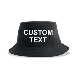 custom bucket hat, personalized bucket hat, custom summer bucket hat, custom logo or text black bucket hat, adult unisex