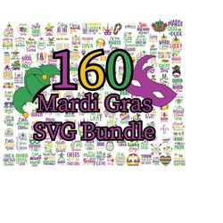 160 Mardi Gras SVG Bundle, Mardi Gras Clipart, Carnival mask silhouette, Mask SVG, Carnival SVG, Festival svg, Mardi Gra