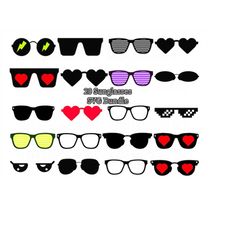 20 sunglasses svg bundle, aviator sunglasses svg, sunglasses silhouette, sunglasses clipart, vintage sunglasses svg, hea