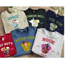 disney peter pan est 1953 all characters shirt, tinker bell captain hook shirt, disneyland epcot trip vacation,matching