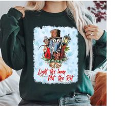 disney muppets gonzo and rizzo christmas light the lamp not the rat shirt, the muppets christmas carol shirt, mickey's v