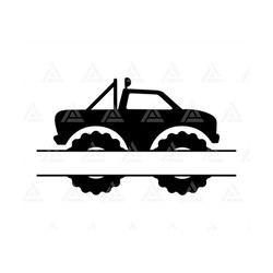 Monster Truck Split Monogram Svg, Boy Truck Name Frame, Off Road Truck. Cut File Cricut, Silhouette, Png Pdf Eps, Vector