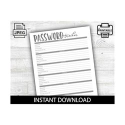 password tracker, tracker, password keeper, emergency list, password back up, office, organization, login list