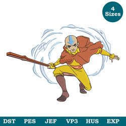 avatar aang machine embroidery design, anime embroidery, embroidered shirt, cartoon embroidery, digital download pes dst