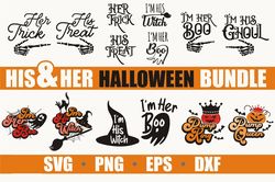 halloween his and her matching shirts couples svg, png, dxf, eps