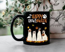 halloween mug, happy howloween, cute halloween gifts for dog mom dog dad, retro spooky season, ghost dog mug, fall mug,