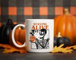 halloween mug, skeleton mug, funny coffee mug, halloween cups, halloween gifts, cute gifts for him, spooky mug, pumpkin